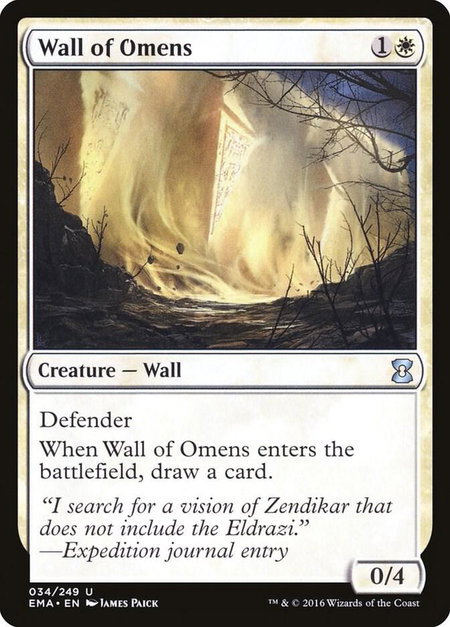 Wall of Omens - Eternal Masters Magic: The Gathering trading card