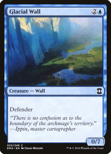 Glacial Wall trading card from Eternal Masters Glacial Wall - Eternal Masters Magic: The Gathering trading card