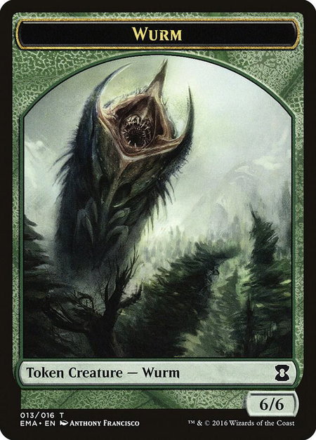 Wurm Token trading card from Eternal Masters Wurm Token - Eternal Masters Magic: The Gathering trading card