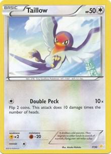 Taillow trading card from XY Trainer Kit: Pikachu Libre & Suicune Taillow - XY Trainer Kit: Pikachu Libre & Suicune Pokémon trading card