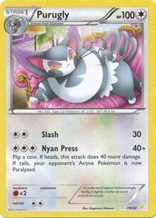 Purugly (19) trading card from XY Trainer Kit: Pikachu Libre & Suicune Purugly (19) - XY Trainer Kit: Pikachu Libre & Suicune Pokémon trading card