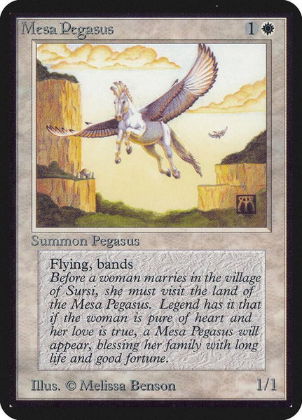 Mesa Pegasus trading card from Alpha Edition Mesa Pegasus - Alpha Edition Magic: The Gathering trading card