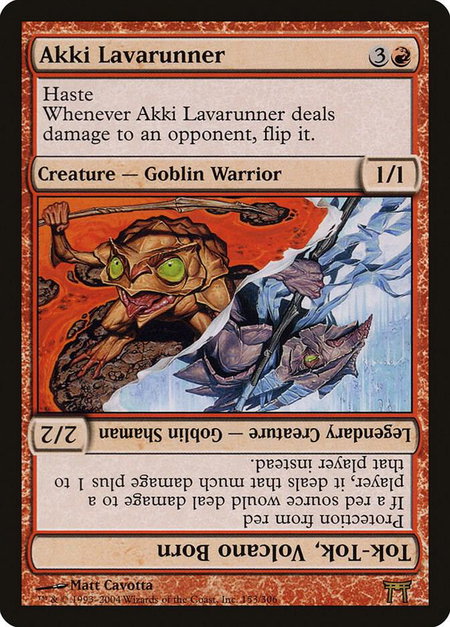 Akki Lavarunner // Tok-Tok, Volcano Born - Champions of Kamigawa Magic: The Gathering trading card