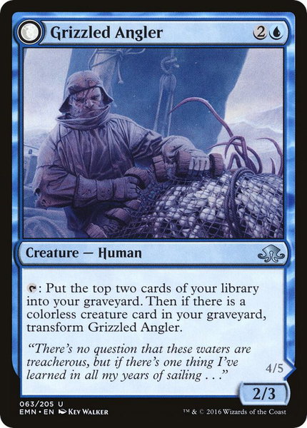 Grizzled Angler trading card from Eldritch Moon Grizzled Angler - Eldritch Moon Magic: The Gathering trading card