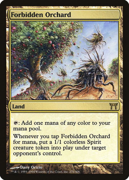 Forbidden Orchard trading card from Champions of Kamigawa Forbidden Orchard - Champions of Kamigawa Magic: The Gathering trading card