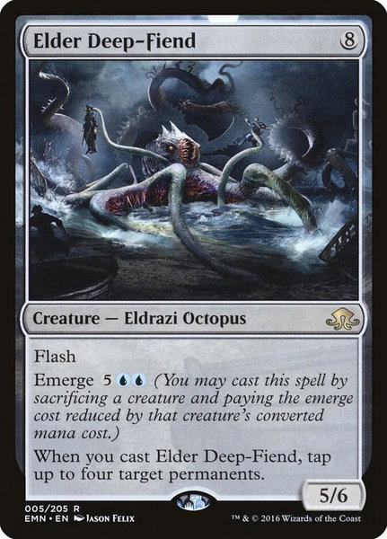 Elder Deep-Fiend trading card from Eldritch Moon Elder Deep-Fiend - Eldritch Moon Magic: The Gathering trading card
