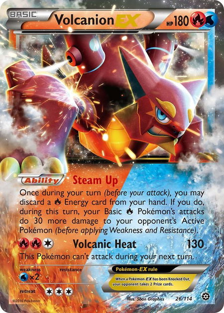 Volcanion EX - XY - Steam Siege Pokémon trading card