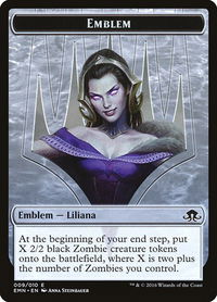 Emblem - Liliana, the Last Hope - Eldritch Moon (EMN) #9 - Token Magic: The Gathering Trading Card