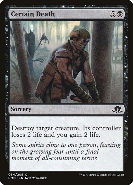 Certain Death trading card from Eldritch Moon Certain Death - Eldritch Moon Magic: The Gathering trading card