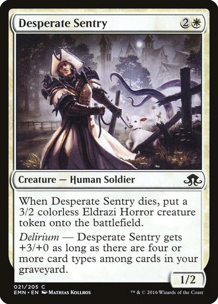 Desperate Sentry trading card from Eldritch Moon Desperate Sentry - Eldritch Moon Magic: The Gathering trading card