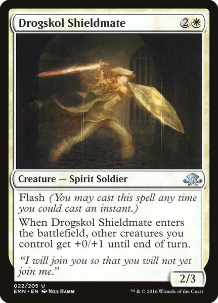 Drogskol Shieldmate trading card from Eldritch Moon Drogskol Shieldmate - Eldritch Moon Magic: The Gathering trading card