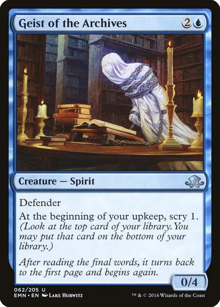 Geist of the Archives trading card from Eldritch Moon Geist of the Archives - Eldritch Moon Magic: The Gathering trading card