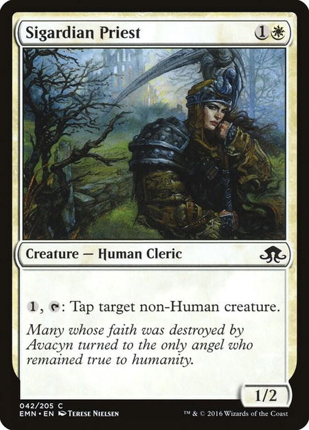 Sigardian Priest trading card from Eldritch Moon Sigardian Priest - Eldritch Moon Magic: The Gathering trading card