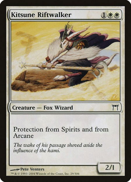 Kitsune Riftwalker trading card from Champions of Kamigawa Kitsune Riftwalker - Champions of Kamigawa Magic: The Gathering trading card