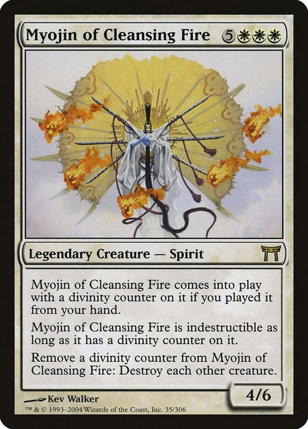 Myojin of Cleansing Fire trading card from Champions of Kamigawa Myojin of Cleansing Fire - Champions of Kamigawa Magic: The Gathering trading card