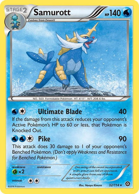 Samurott - XY - Steam Siege Pokémon trading card