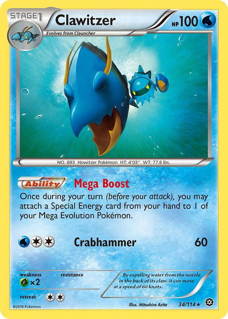 Clawitzer - XY - Steam Siege Pokémon trading card