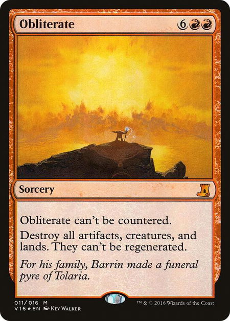 Obliterate trading card from From the Vault: Lore Obliterate - From the Vault: Lore Magic: The Gathering trading card