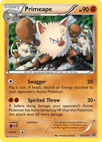 Primeape - XY - Steam Siege (STS) #53/114 - Rare Pokémon Trading Card