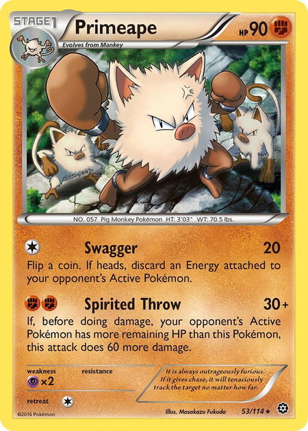 Primeape - XY - Steam Siege Pokémon trading card