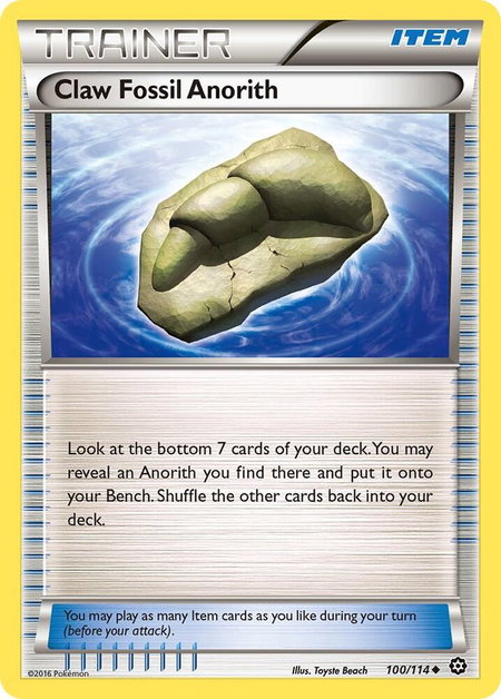 Claw Fossil Anorith - XY - Steam Siege Pokémon trading card