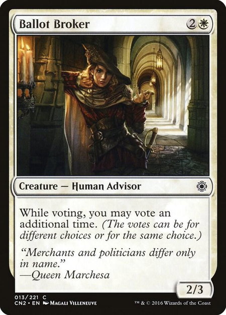Ballot Broker trading card from Conspiracy: Take the Crown Ballot Broker - Conspiracy: Take the Crown Magic: The Gathering trading card