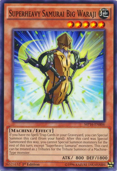 Superheavy Samurai Big Waraji trading card from 2016 Mega-Tins Mega Pack Superheavy Samurai Big Waraji - 2016 Mega-Tins Mega Pack YuGiOh trading card
