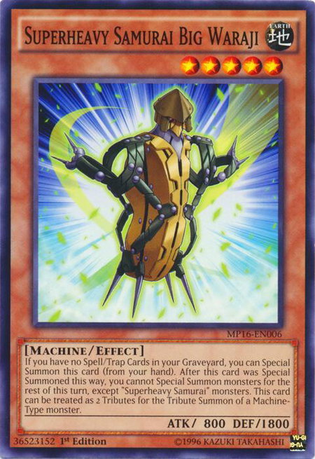 Superheavy Samurai Big Waraji trading card from 2016 Mega-Tins Mega Pack Superheavy Samurai Big Waraji - 2016 Mega-Tins Mega Pack YuGiOh trading card