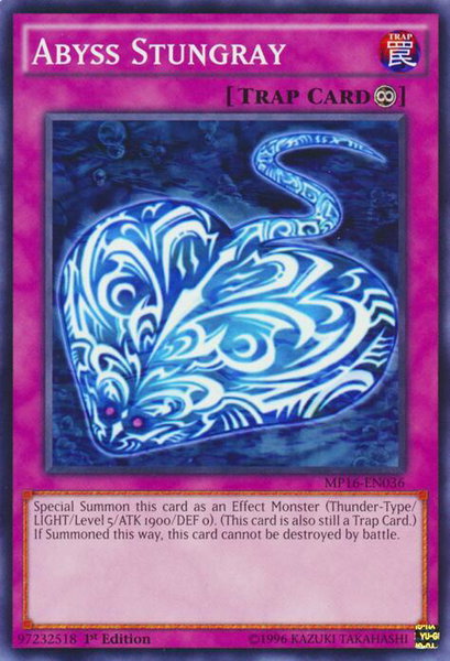 Abyss Stungray trading card from 2016 Mega-Tins Mega Pack Abyss Stungray - 2016 Mega-Tins Mega Pack YuGiOh trading card