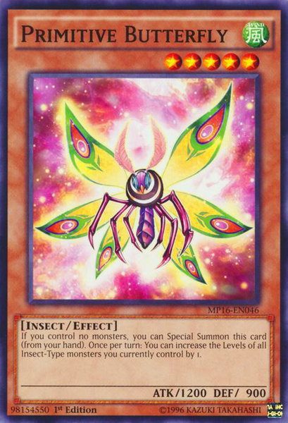 Primitive Butterfly trading card from 2016 Mega-Tins Mega Pack Primitive Butterfly - 2016 Mega-Tins Mega Pack YuGiOh trading card