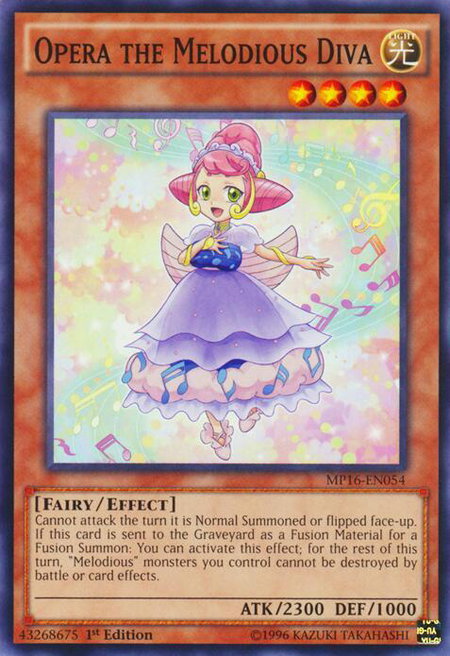 Opera the Melodious Diva trading card from 2016 Mega-Tins Mega Pack Opera the Melodious Diva - 2016 Mega-Tins Mega Pack YuGiOh trading card