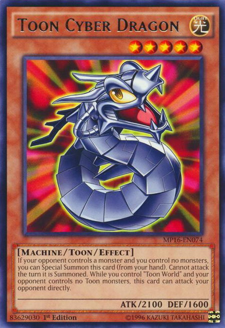 Toon Cyber Dragon trading card from 2016 Mega-Tins Mega Pack Toon Cyber Dragon - 2016 Mega-Tins Mega Pack YuGiOh trading card