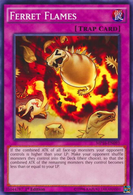 Ferret Flames trading card from 2016 Mega-Tins Mega Pack Ferret Flames - 2016 Mega-Tins Mega Pack YuGiOh trading card