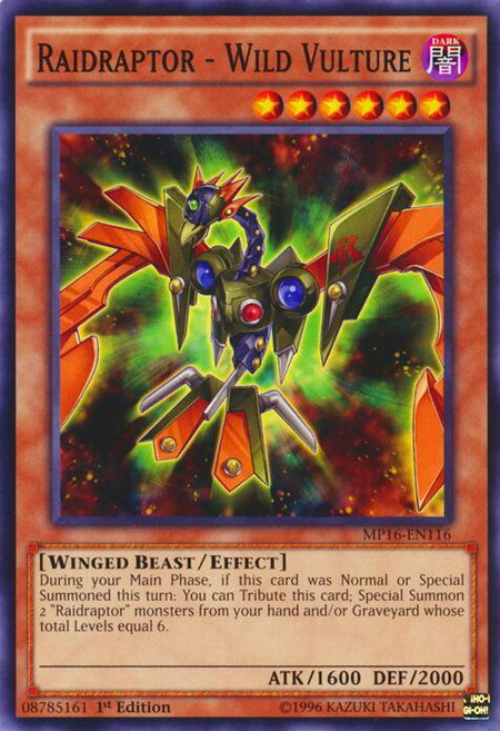 Raidraptor - Wild Vulture trading card from 2016 Mega-Tins Mega Pack Raidraptor - Wild Vulture - 2016 Mega-Tins Mega Pack YuGiOh trading card