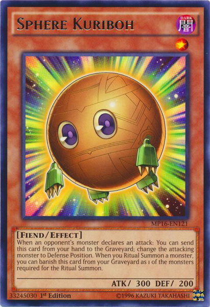 Sphere Kuriboh trading card from 2016 Mega-Tins Mega Pack Sphere Kuriboh - 2016 Mega-Tins Mega Pack YuGiOh trading card