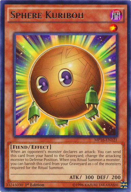 Sphere Kuriboh trading card from 2016 Mega-Tins Mega Pack Sphere Kuriboh - 2016 Mega-Tins Mega Pack YuGiOh trading card
