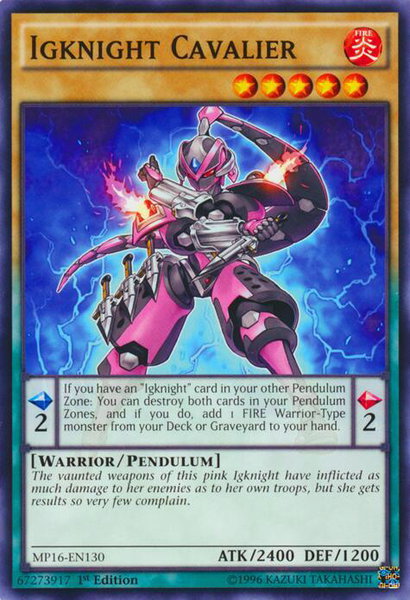 Igknight Cavalier trading card from 2016 Mega-Tins Mega Pack Igknight Cavalier - 2016 Mega-Tins Mega Pack YuGiOh trading card