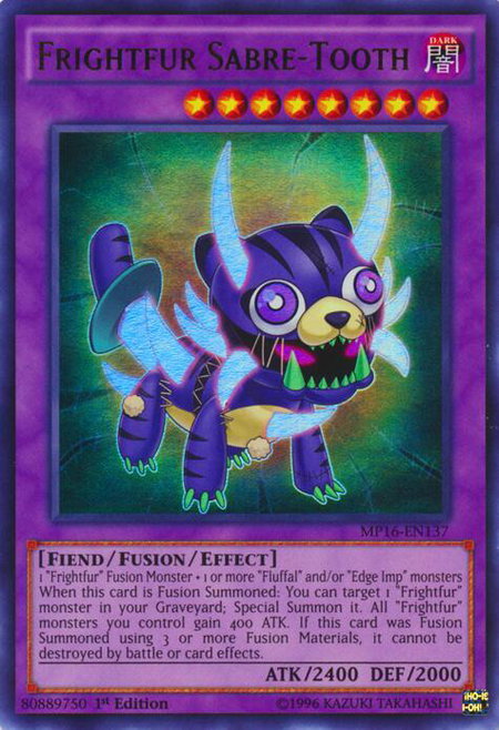 Frightfur Sabre-Tooth trading card from 2016 Mega-Tins Mega Pack Frightfur Sabre-Tooth - 2016 Mega-Tins Mega Pack YuGiOh trading card