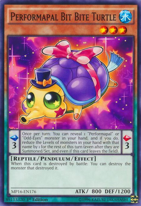 Performapal Bit Bite Turtle - 2016 Mega-Tins Mega Pack YuGiOh trading card