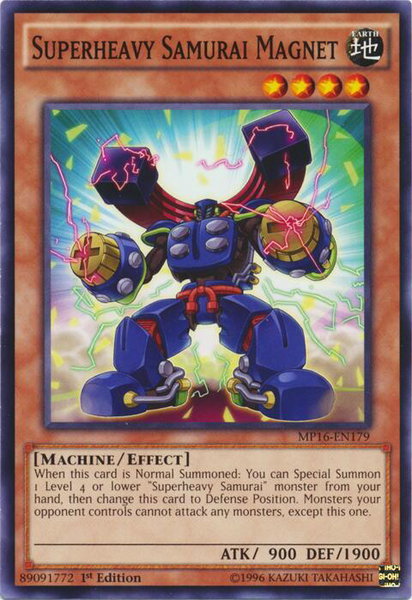 Superheavy Samurai Magnet trading card from 2016 Mega-Tins Mega Pack Superheavy Samurai Magnet - 2016 Mega-Tins Mega Pack YuGiOh trading card