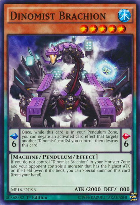 Dinomist Brachion trading card from 2016 Mega-Tins Mega Pack Dinomist Brachion - 2016 Mega-Tins Mega Pack YuGiOh trading card