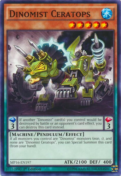 Dinomist Ceratops trading card from 2016 Mega-Tins Mega Pack Dinomist Ceratops - 2016 Mega-Tins Mega Pack YuGiOh trading card