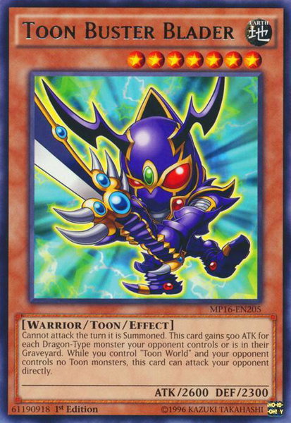 Toon Buster Blader trading card from 2016 Mega-Tins Mega Pack Toon Buster Blader - 2016 Mega-Tins Mega Pack YuGiOh trading card
