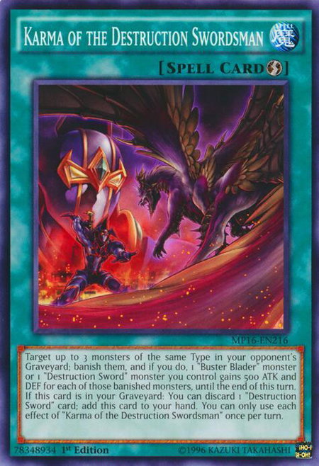 Karma of the Destruction Swordsman - 2016 Mega-Tins Mega Pack YuGiOh trading card