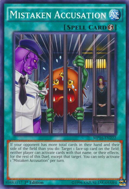 Mistaken Accusation trading card from 2016 Mega-Tins Mega Pack Mistaken Accusation - 2016 Mega-Tins Mega Pack YuGiOh trading card