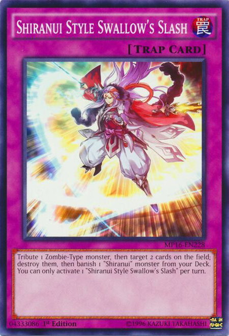 Shiranui Style Swallow's Slash trading card from 2016 Mega-Tins Mega Pack Shiranui Style Swallow's Slash - 2016 Mega-Tins Mega Pack YuGiOh trading card