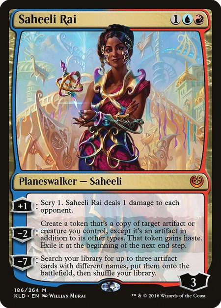 Saheeli Rai trading card from Kaladesh Saheeli Rai - Kaladesh Magic: The Gathering trading card
