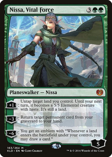 Nissa, Vital Force trading card from Kaladesh Nissa, Vital Force - Kaladesh Magic: The Gathering trading card