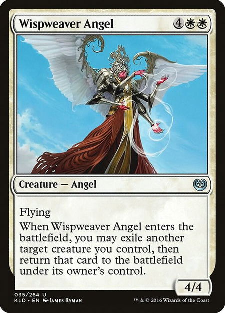 Wispweaver Angel trading card from Kaladesh Wispweaver Angel - Kaladesh Magic: The Gathering trading card