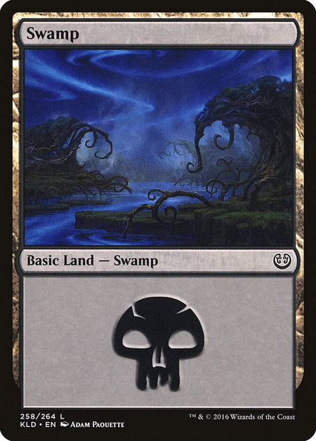 Swamp (258) trading card from Kaladesh Swamp (258) - Kaladesh Magic: The Gathering trading card